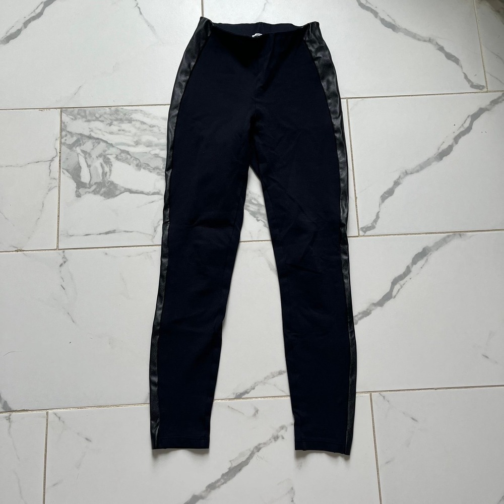 Wolford Jo jersey leggings faux leather stripe sz US 4 EU 34